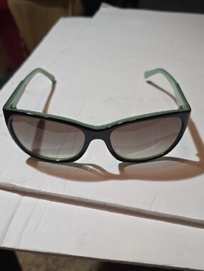 Emporio Armani Womens Two-Tone Black and Mint Green Fashion Sunglasses